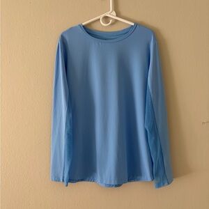IBKUL Woman’s Top Blue Size XXL Long Sleeve Stretch Sport Lightweight EUC